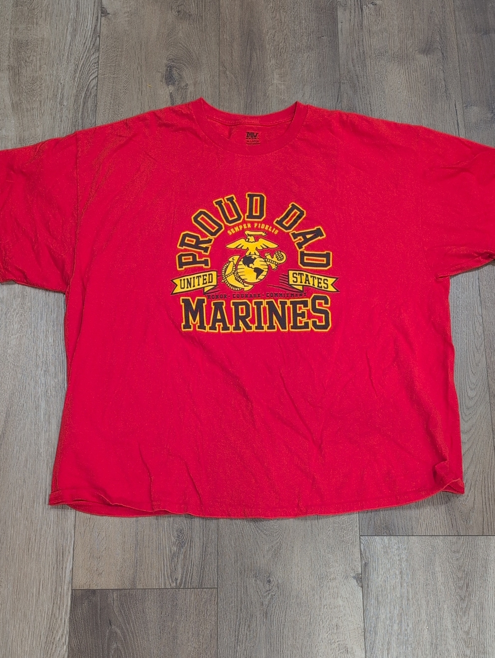 MV Sport Red 'Proud Dad Marines' Graphic Tee